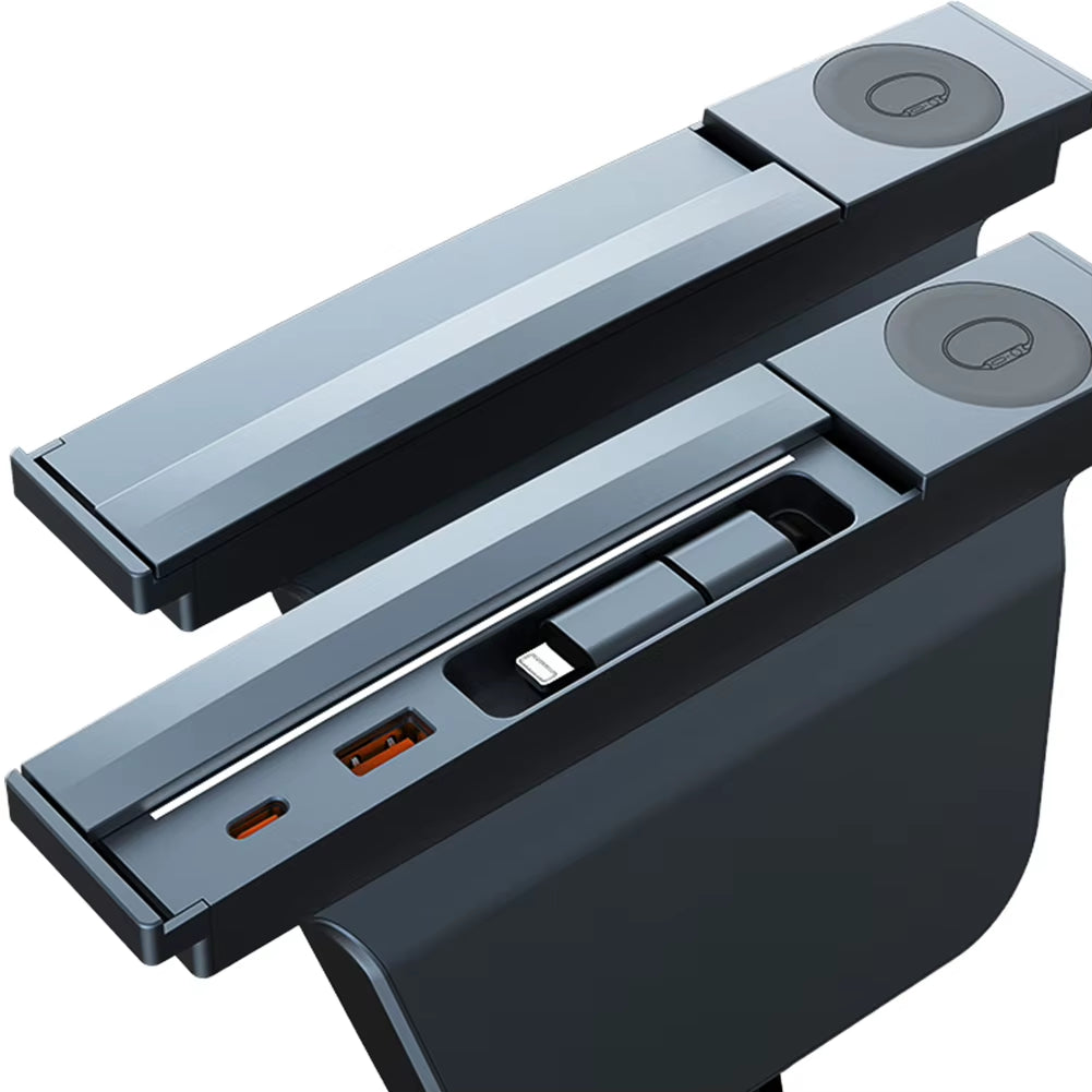 3 in 1 Docking Station w/ Retractable Cable, 2-Port, Wireless Charger Tesla Model 3 21-23 Y 22-24