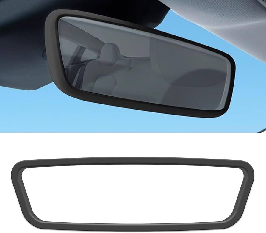 Rearview Mirror Protector Frame for Tesla Model 3 Y Highland (2019-2024) Center Console Accessories Silicone Rubber Cover Trim