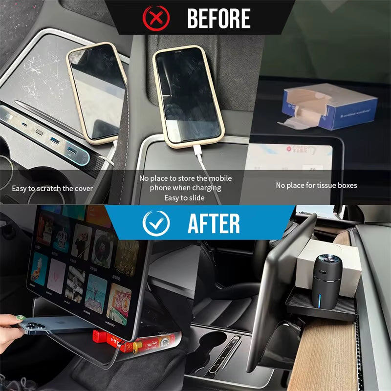 2 In1 Hidden Magnetic Storage Bin and Shelf for 2018-23 Tesla Model 3/Y