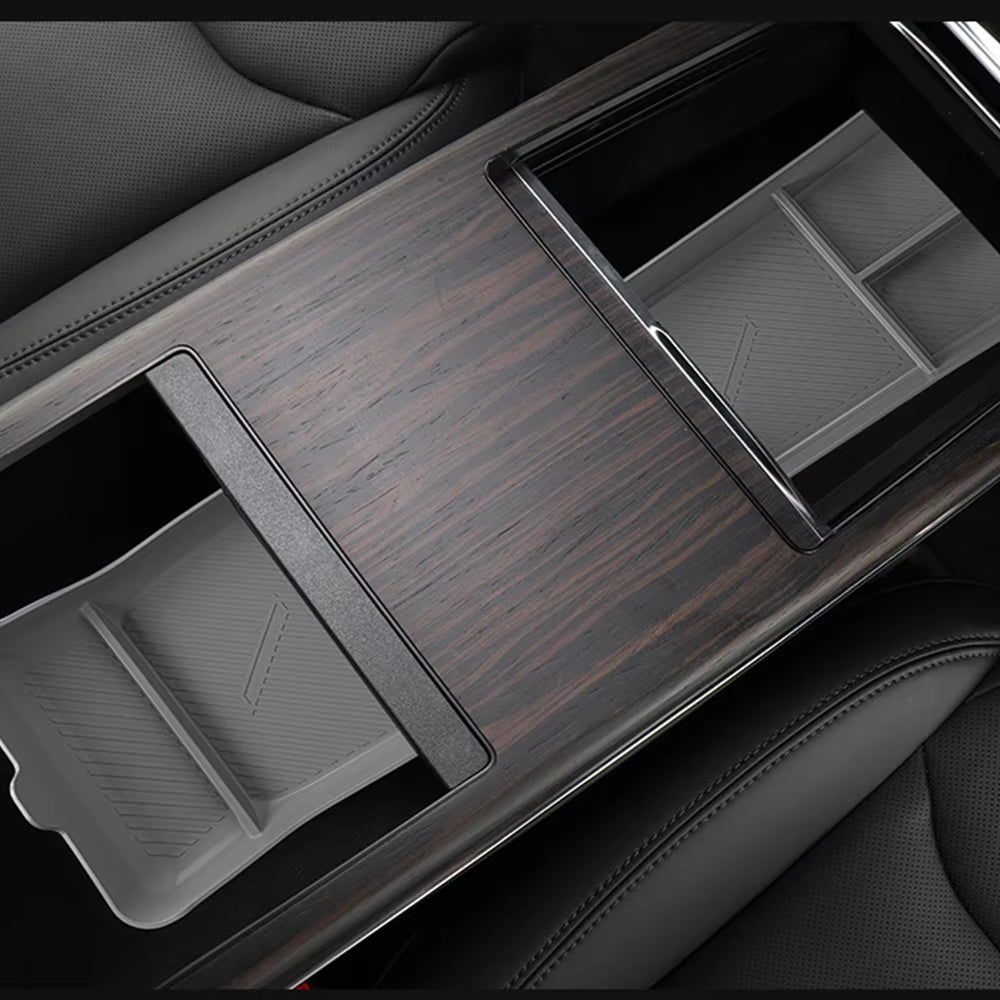 Tesla Model S/X Center Console Organizer 2021-2024, Silicone Console Armrest Storage Box Bottom Tray