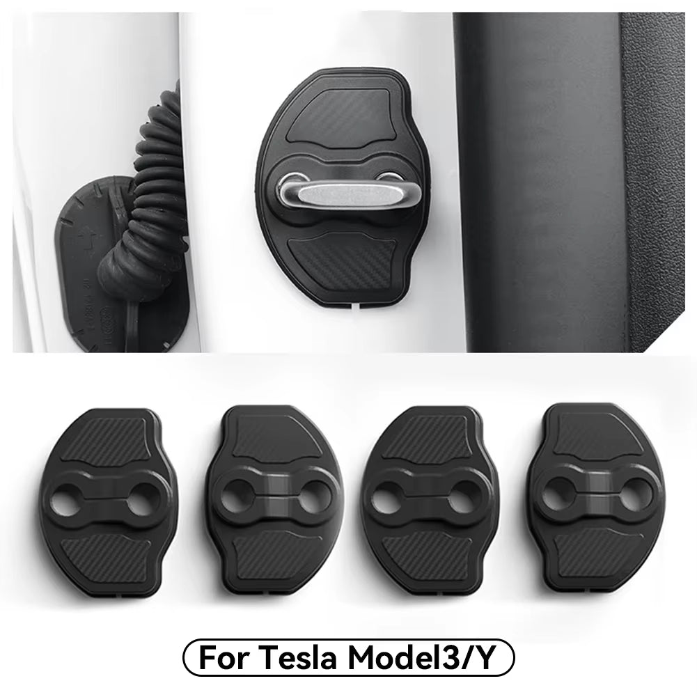 4-Pcs, Car Door Dampening Cushion, Silicone Door Lock Buckle Cover for Tesla Model Y + Model 3 2017-2024