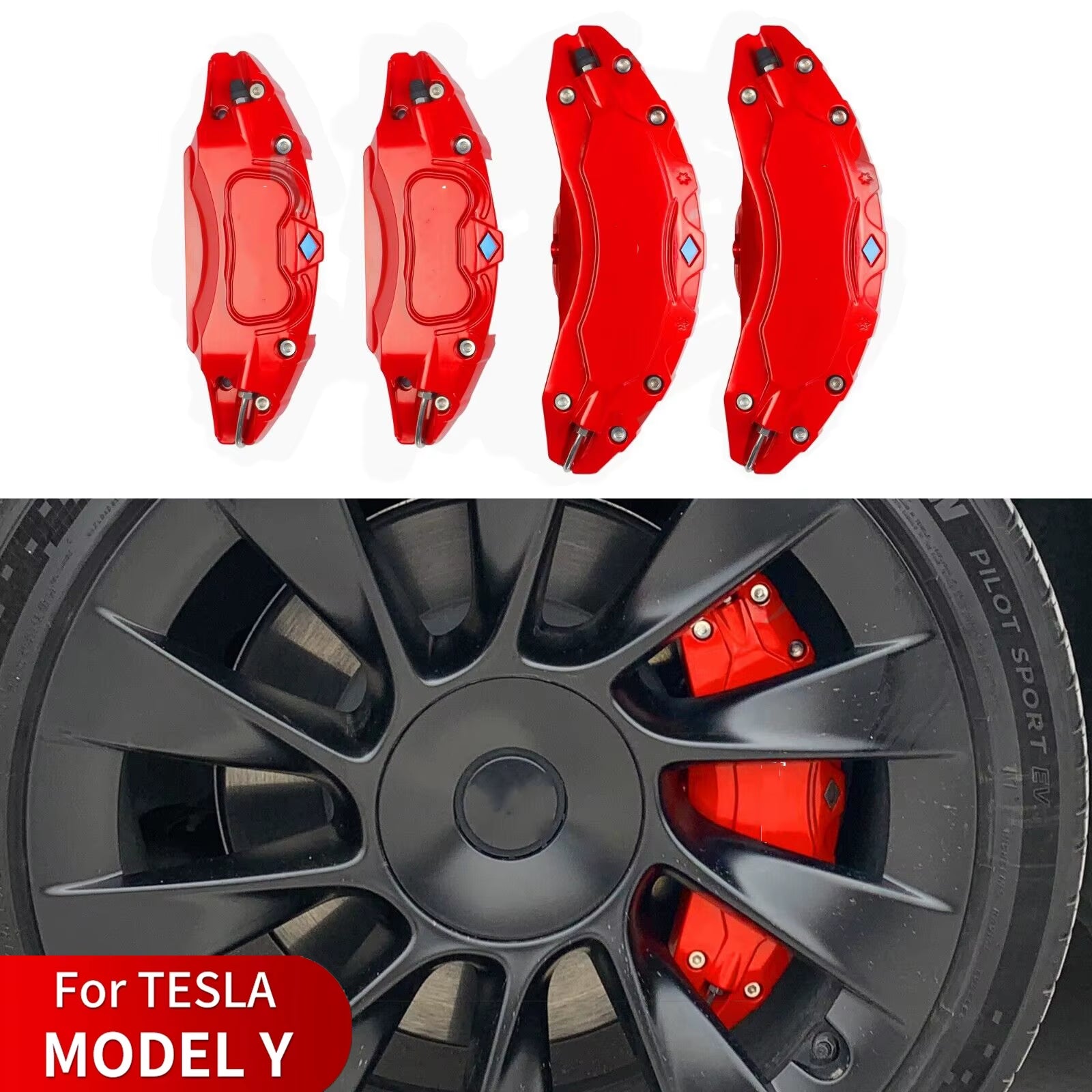 Tesla Model Y (2020-2024) Brake Caliper Covers, Set of 4 (Will Not Fit the 2024 Model Y RWD)